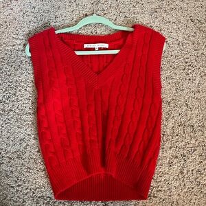 Red Cable Knit Sweater Vest